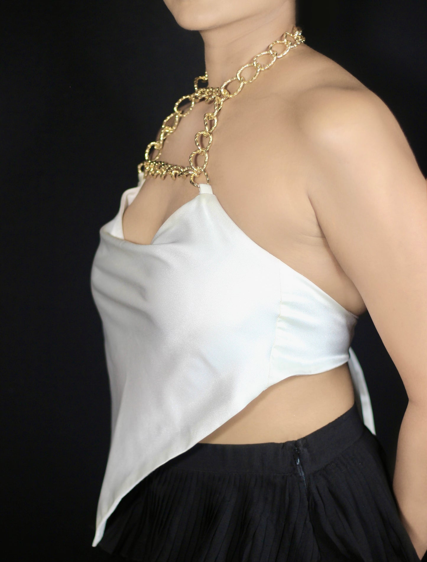 Untie Halter Backless Chain Top