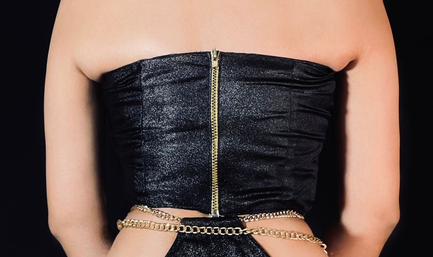 Chained Side Cut-Out Tube Crop Top